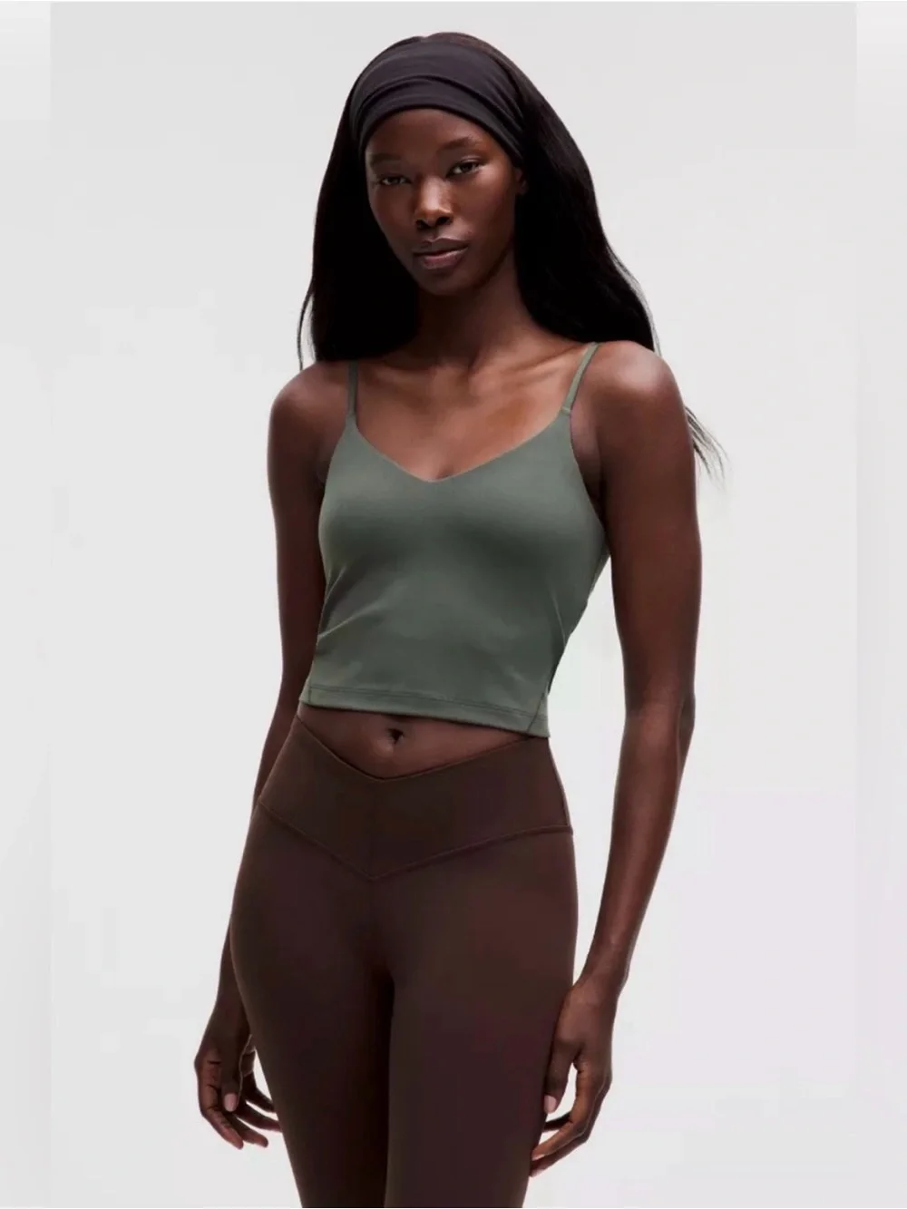Lululemon Align Cropped Cami Tank Top Size 2 Sage Green Light Support A/B Cup